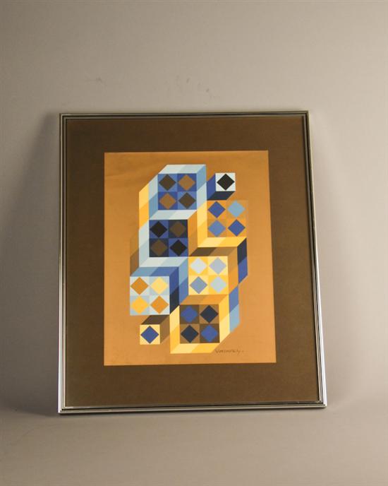 Appraisal: Victor Vasarely - French Hungarian Op Art Geometric Abstract Silkscreen