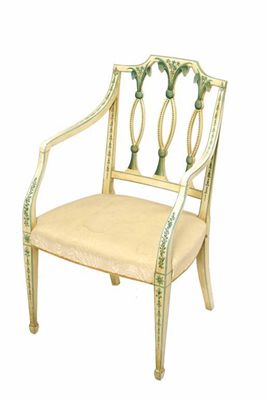 Appraisal: A th century open armchair with later painted decoration the