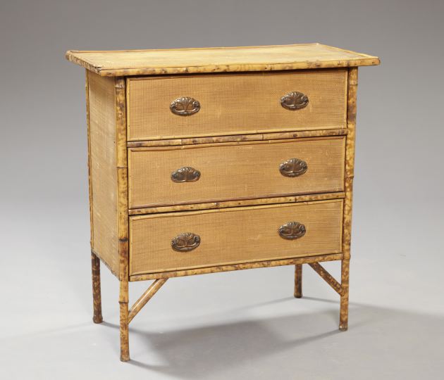 Appraisal: Anglo-Indian Bamboo and Seagrass Chest ca the rectangular top above