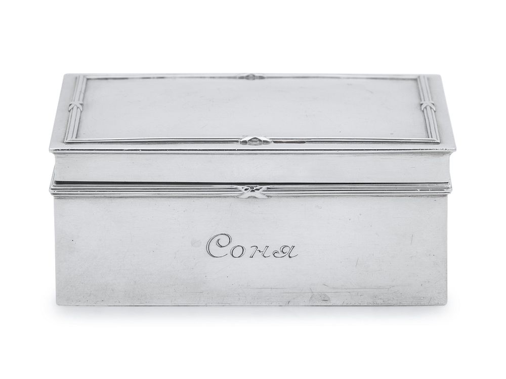 Appraisal: A Russian Silver Table-Top Cigar Box A Russian Silver Table-Top