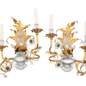 Appraisal: A Pair of Louis XV Style Frosted Glass and Gilt-Metal