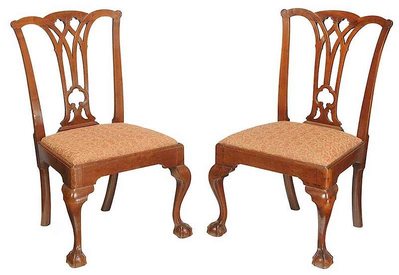 Appraisal: Pair Pennsylvania Chippendale Mahogany Chairs Philadelphia area - each side