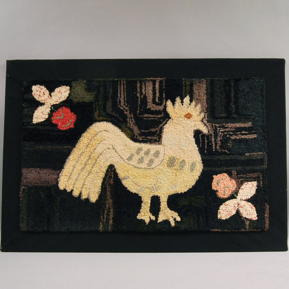 Appraisal: Pictorial Hooked Rug with Chicken Motif America late th early