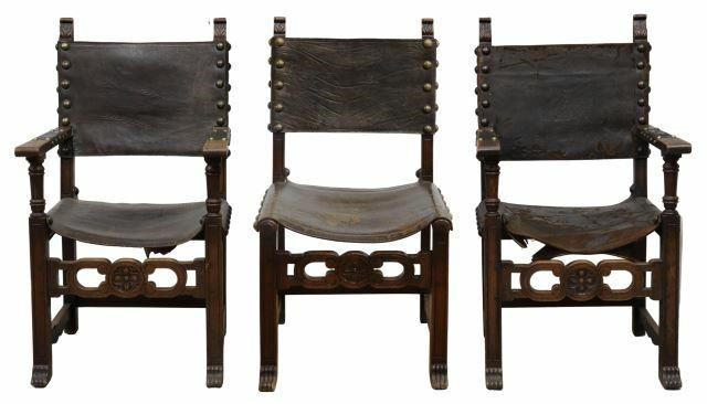 Appraisal: lot of Spanish Baroque style chairs late th c oak