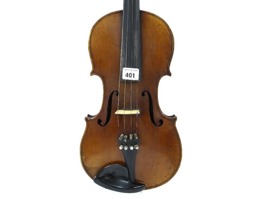 Appraisal: Late th century German violin indistinctly labelled and dated cm