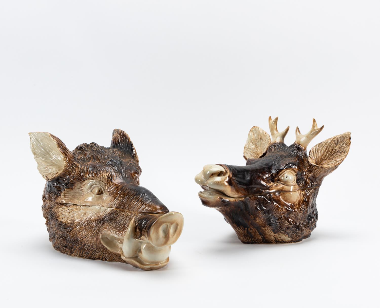 Appraisal: TH C BOAR'S STAG'S HEAD EARTHENWARE TUREENS Two Continental earthenware