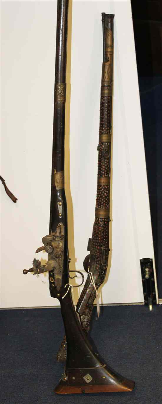 Appraisal: A North African flintlock musket inset with coral fragments in