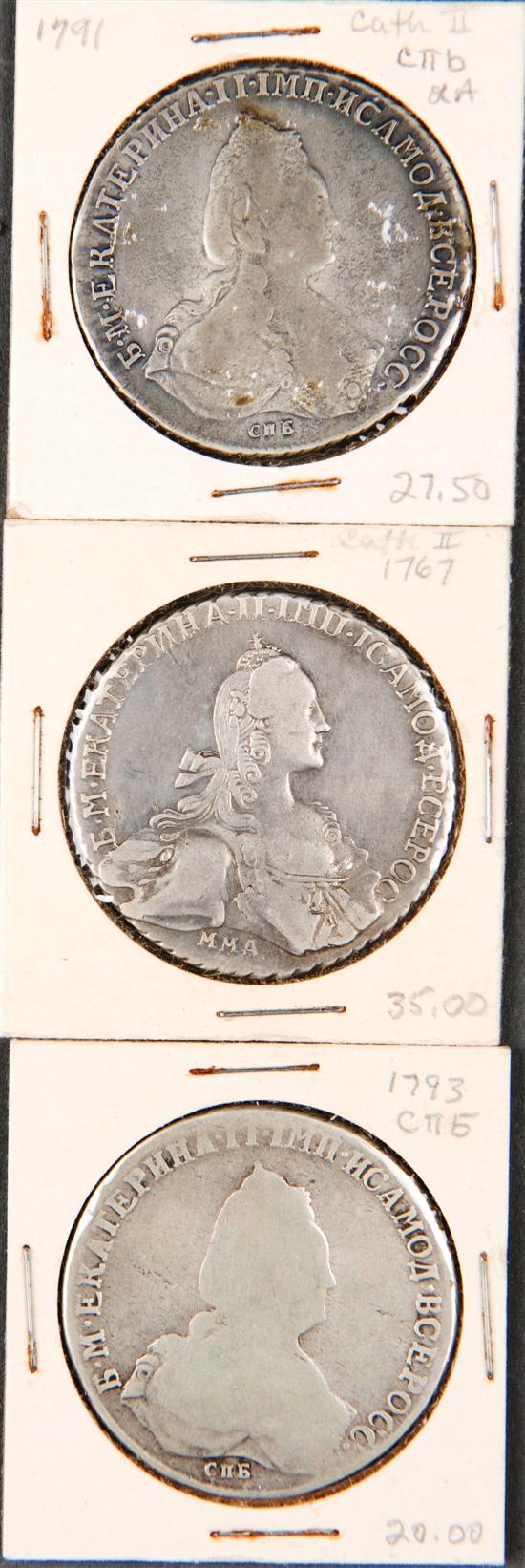 Appraisal: Russian Silver Coins Catherine II Rouble