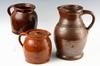 Appraisal: PITCHERS - Lot of three th C stoneware pitchers -