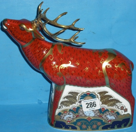 Appraisal: Royal Crown Derby Paperweight Sherwood Stag commissioned by Connaught House