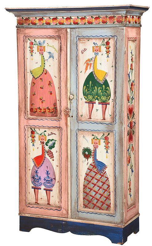 Appraisal: Peter Hunt Paint Decorated Four Seasons Cabinet Cape Cod Massachusetts