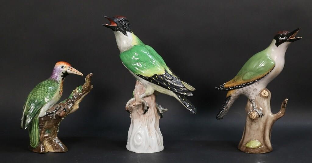 Appraisal: GERMAN PORCELAIN BIRDS German porcelain bird figures Larger with blue