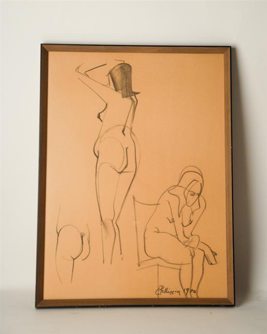 Appraisal: Carlo Pelliccia Italy Virginia - Female Figure Studies Pen and