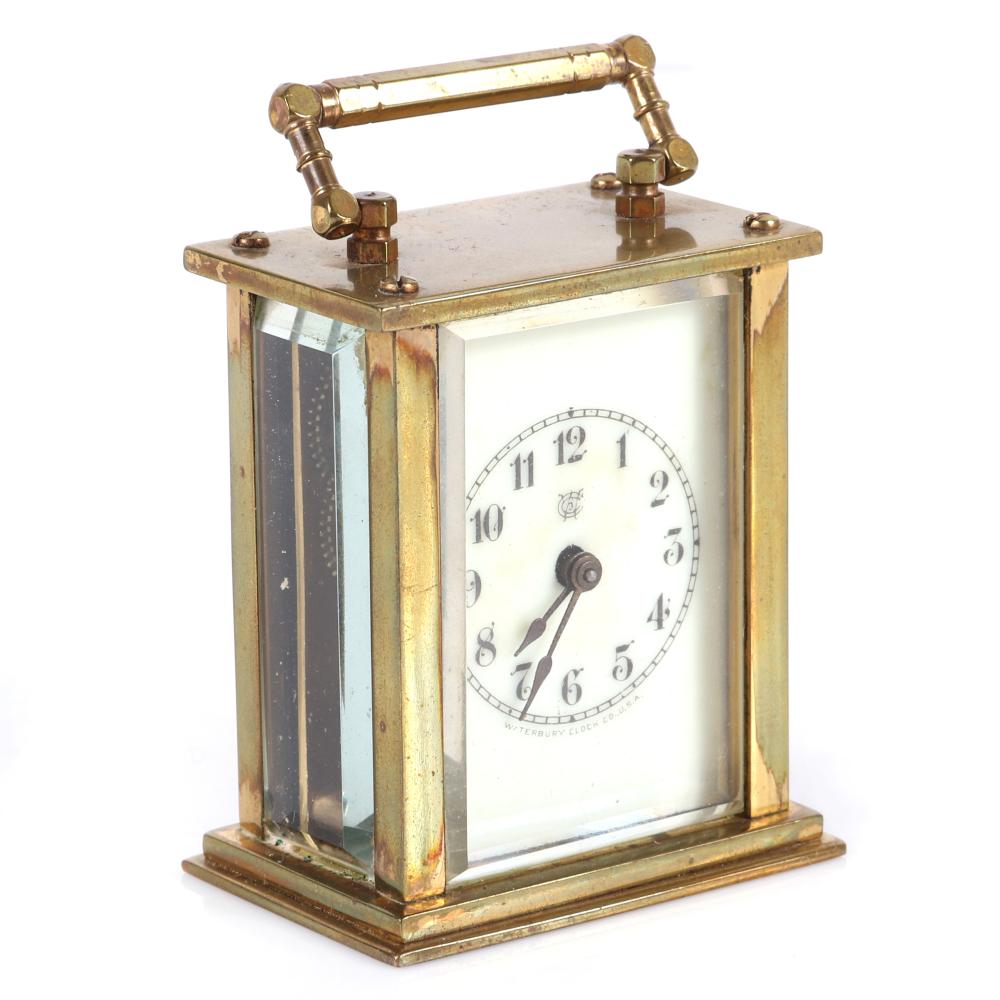 Appraisal: ANTIQUE WATERBURY CLOCK CO BRASS MINIATURE CARRIAGE CLOCK H X