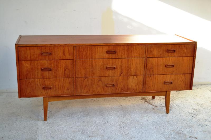 Appraisal: A 'S TEAK NINE DRAW SIDEBOARD A 'S TEAK NINE