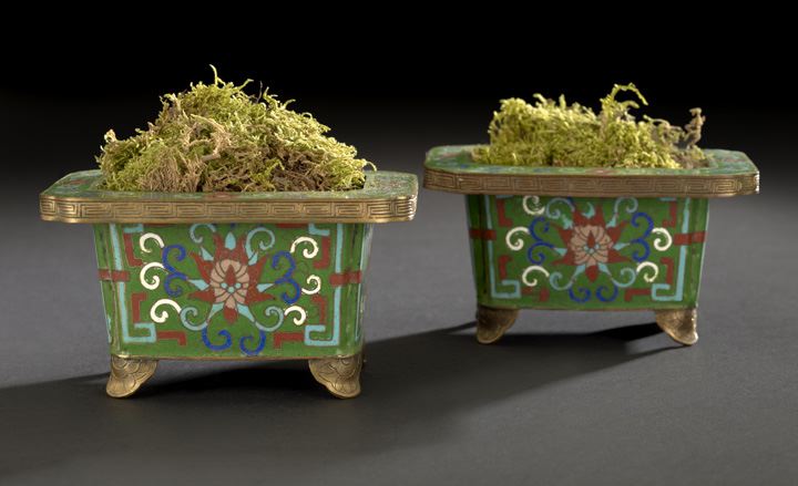 Appraisal: Pair of Chinese Cloisonne Flower Pots th century of diminutive