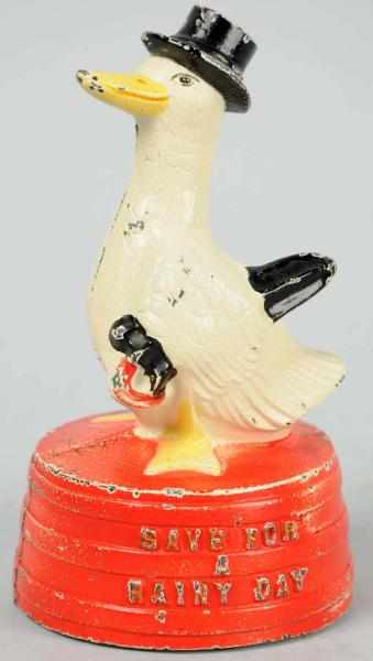 Appraisal: Cast Iron Duck on Tub Still Bank Manufactured by Hubley