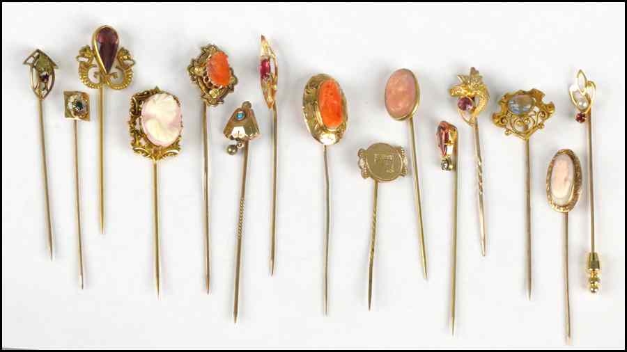 Appraisal: COLLECTION OF VICTORIAN GOLD AND GOLD FILLED STICK PINS Condition