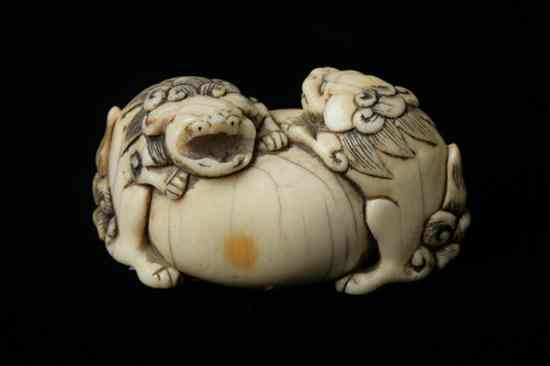 Appraisal: JAPANESE IVORY NETSUKE OF SHI SHI Edo period - in