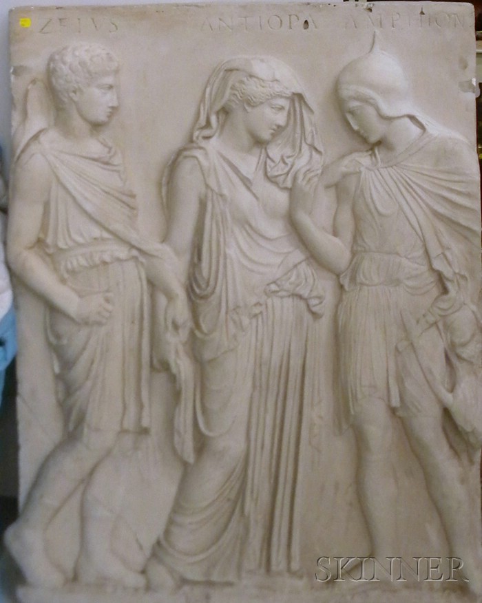 Appraisal: Caproni Bros Type Classical Painted Cast Plaster Relief Panel Zeus