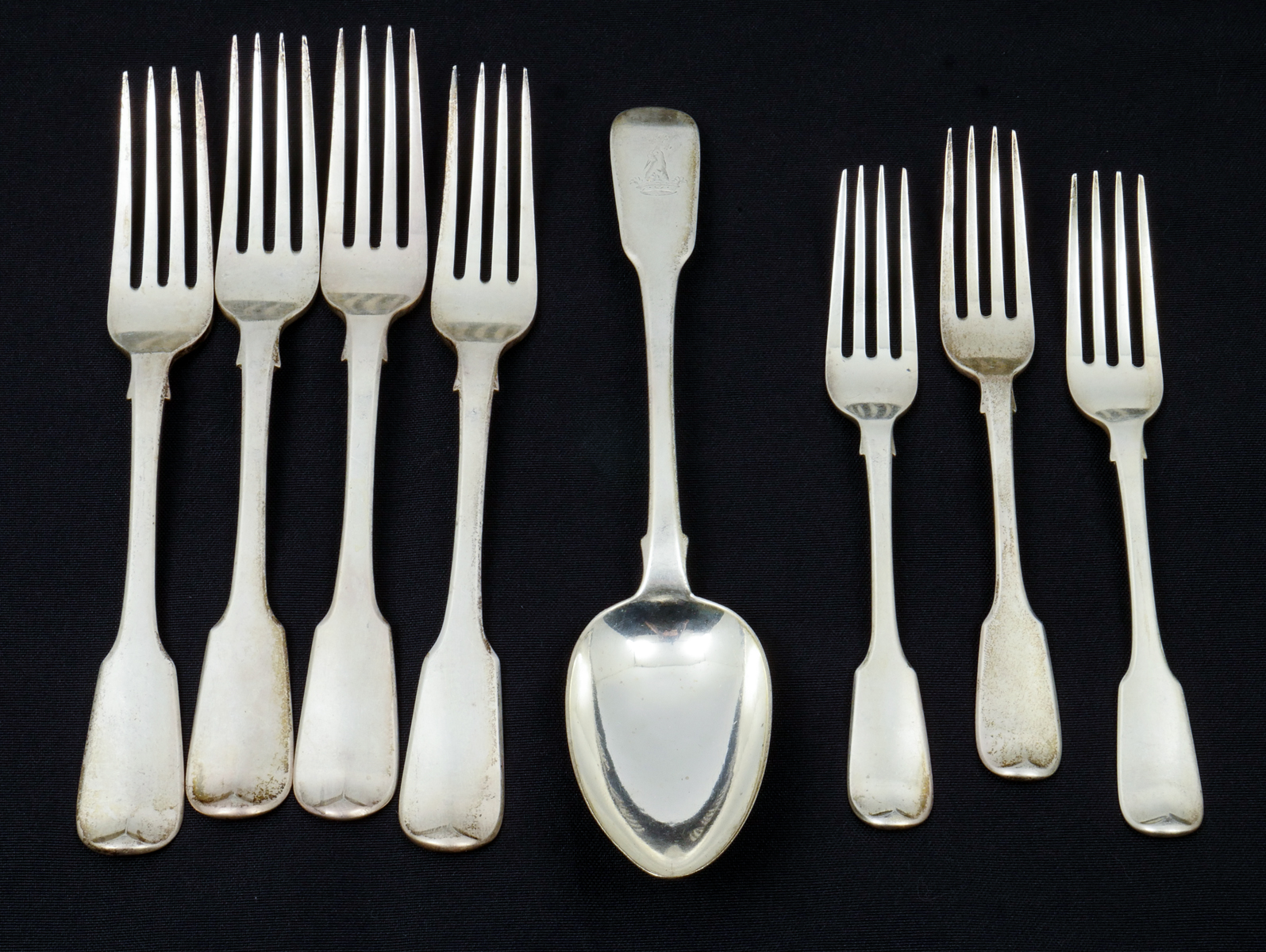 Appraisal: EARLY TH C ENGLISH SILVER FLATWARE Approx Troy ounces Comprising