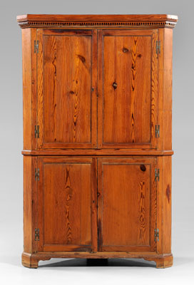 Appraisal: Virginia Chippendale corner cupboard yellow pine paneled doors and shelved