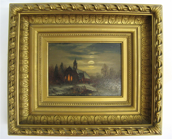 Appraisal: AM COX OIL ON PANEL American th th century Moonlit