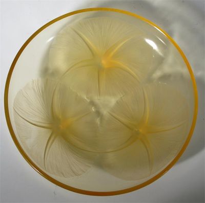 Appraisal: Lys' No a Lalique yellow glass bowl designed by Rene