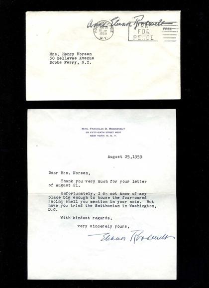 Appraisal: pieces Typed Letters Signed Roosevelt Eleanor New York Dec Jan