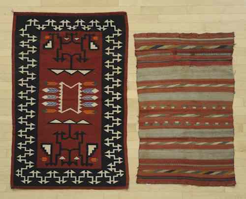 Appraisal: Two Native American rugs th c one probably Germantown x