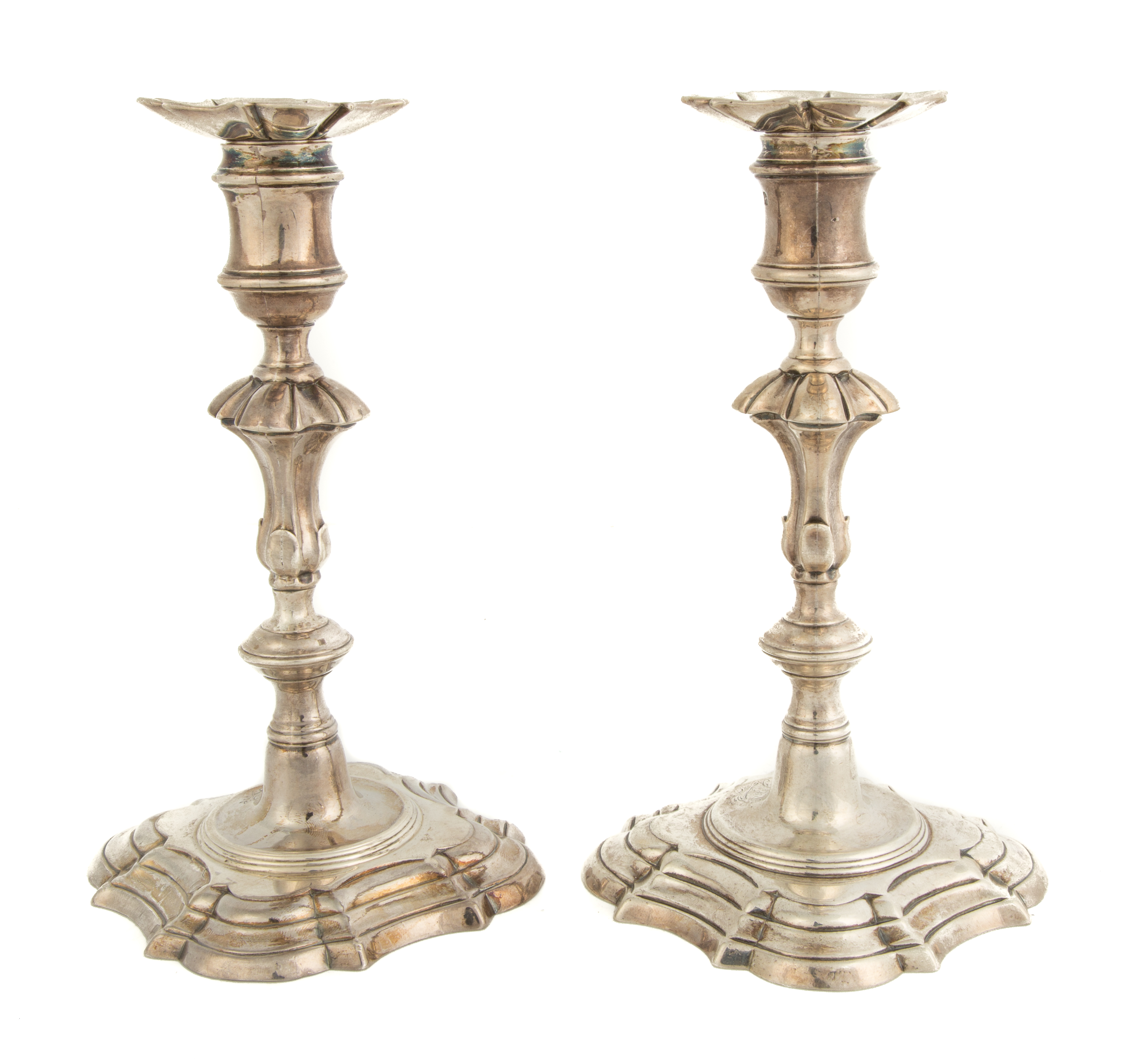 Appraisal: Fine John Cafe London Sterling Silver Candlesticks c Crested ozt