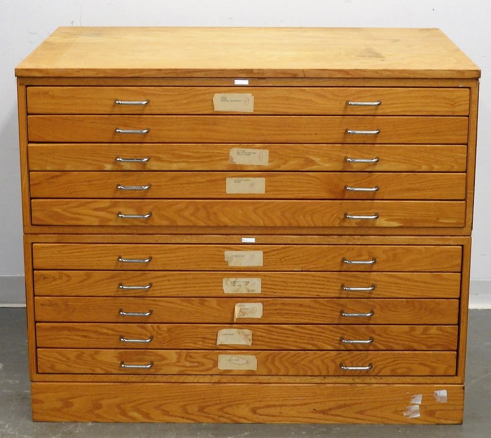 Appraisal: Charrette Oak Multi Drawer Print Map Cabinet United States th