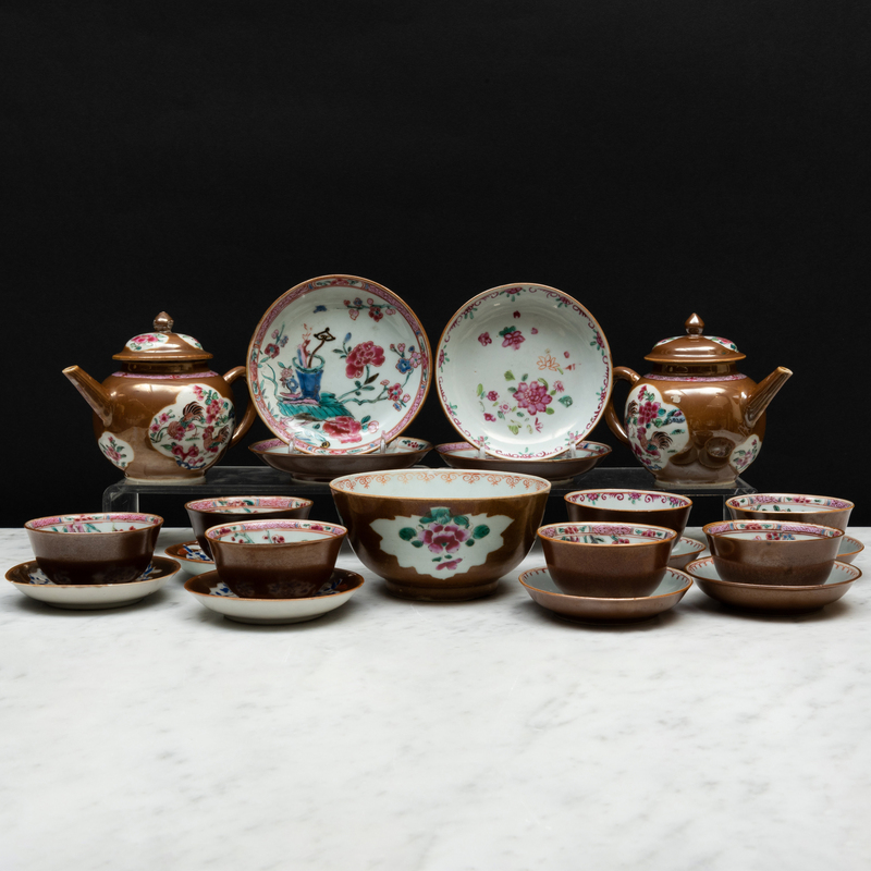 Appraisal: Group of Chinese Export Caf au Lait Ground Porcelain Tea