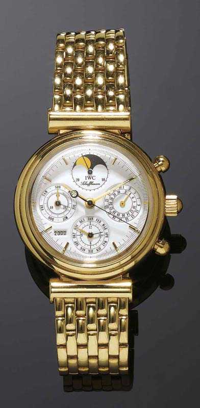 Appraisal: GENTLEMAN'S WRISTWATCH CHRONOGRAPH WITH MOON PHASE IWC DA VINCI from