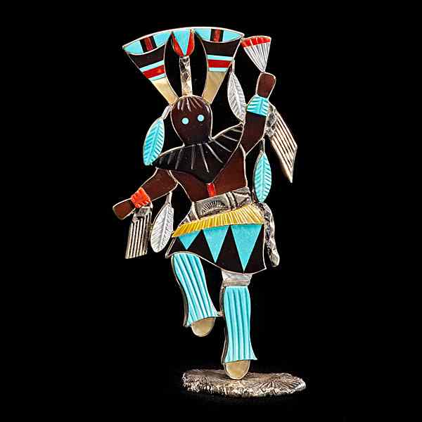 Appraisal: Edward Beyuka Zuni Inlay Gan Dancer Bolo inlaid with turquoise