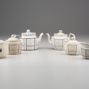 Appraisal: Six Staffordshire Stoneware Tea Articles for the American Market th