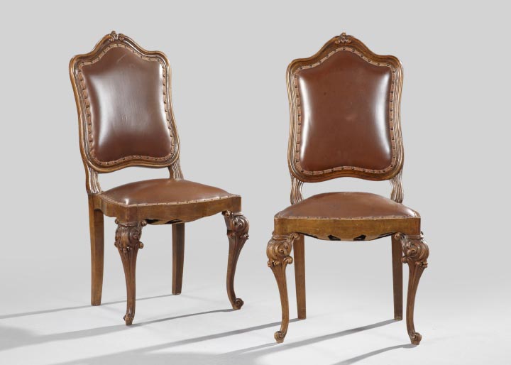 Appraisal: Pair of Louis XV-Style Walnut Sidechairs ca each with a