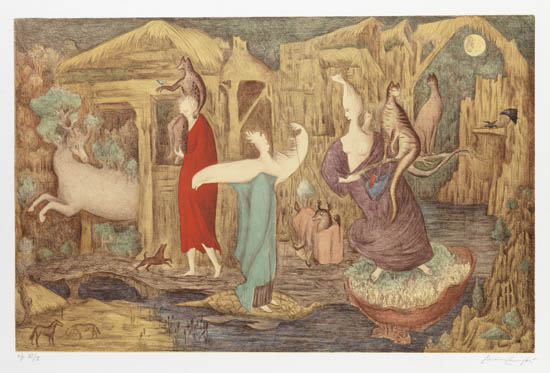 Appraisal: LEONORA CARRINGTON Tuesday Color lithograph x mm x inches full