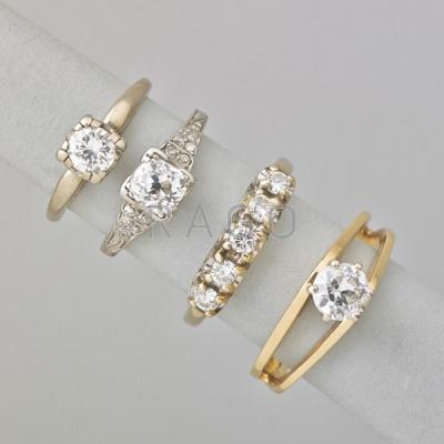 Appraisal: FOUR DIAMOND RINGS Platinum Steps of Love features OEC diamond