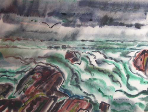 Appraisal: Raging Seas Fisherman's Wharf Lisbon Artist Sutton Rachel McClelland b