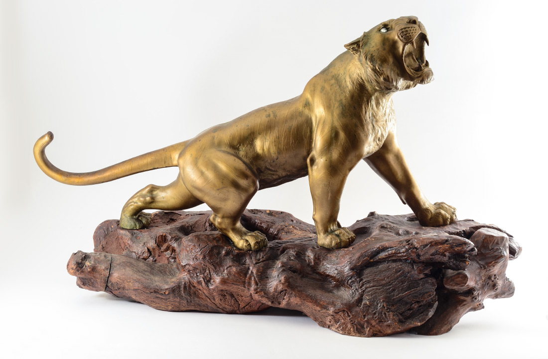 Appraisal: LARGE JAPANESE MEIJI PERIOD TIGER BRONZE overall with custom carved