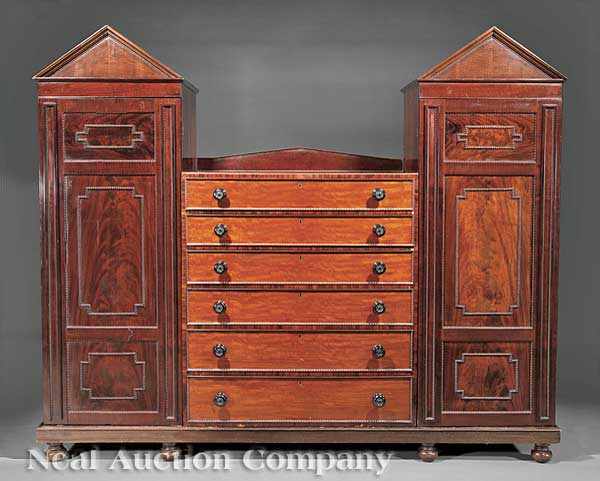 Appraisal: A Good Antique William IV Carved Mahogany Gentleman's Wardrobe th