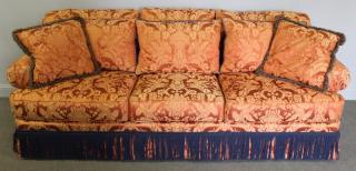 Appraisal: Henredon Upholstered Sofa with Fringe Trim Signed From a Greenwich