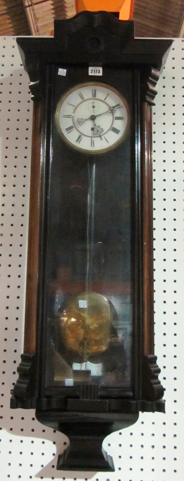 Appraisal: A th century walnut rectangular wall clock with one weight