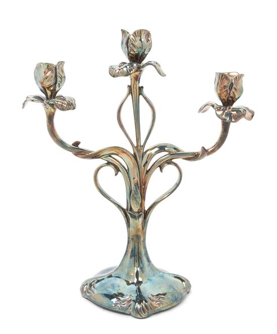 Appraisal: Sale Lot An Art Nouveau Silver-Plate Three-Light Candelabra early th