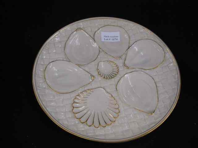 Appraisal: Royal Worcester Porcelain Oyster Plate basketweave background gold trim ''