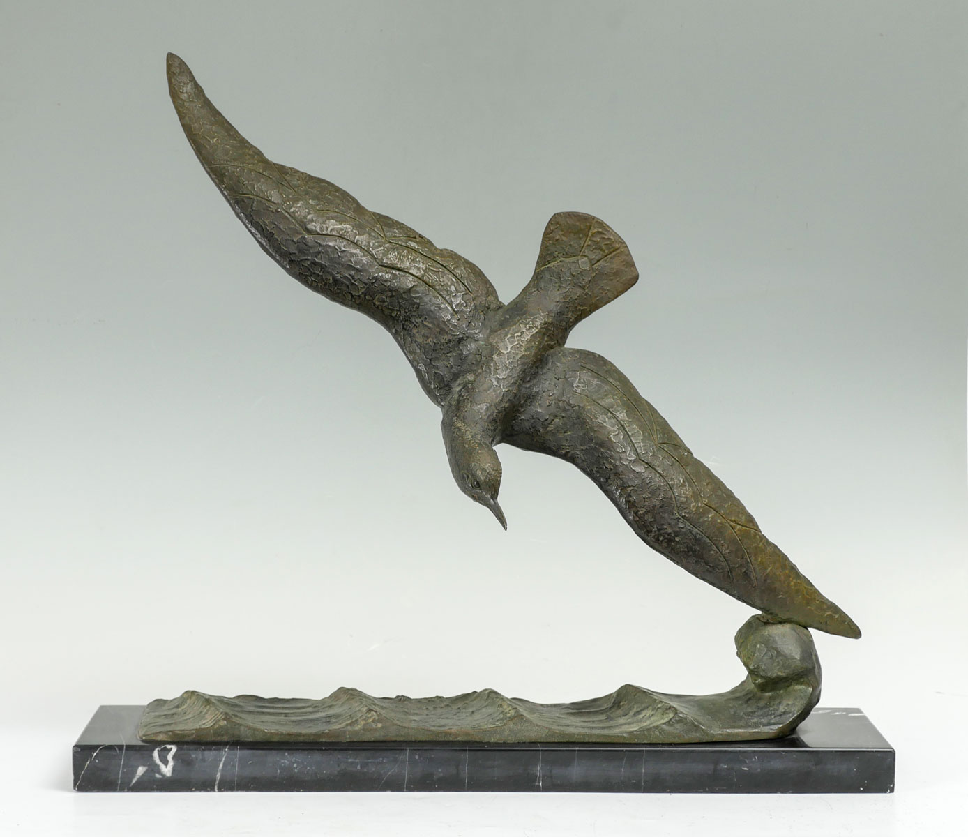 Appraisal: GARREAU Georges French Seagull in Flight Patinated Bronze '' x