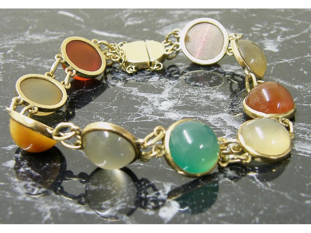 Appraisal: ct stone set cabouchon link bracelet gm