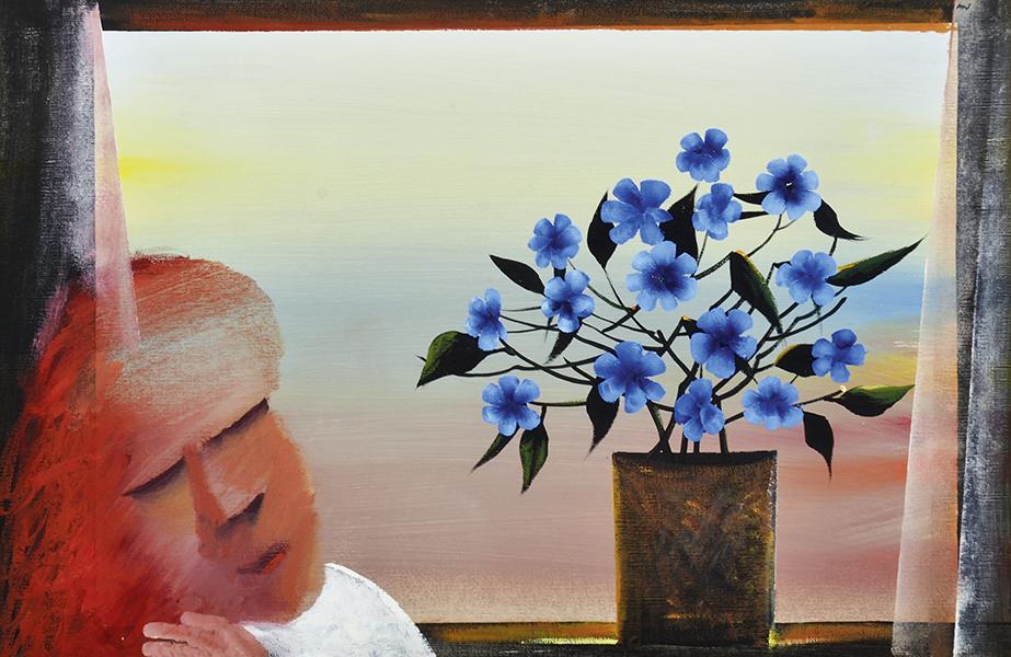 Appraisal: CHARLES BLACKMAN born Blue Blossom oil on board signed upper