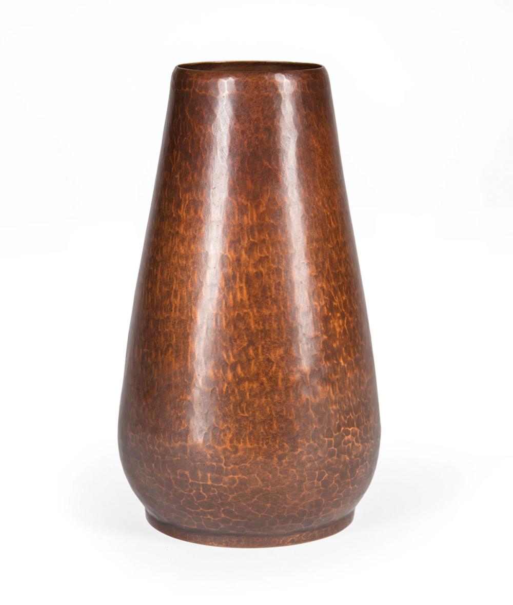 Appraisal: Dirk van Erp Hammered Copper Vase c - marked h